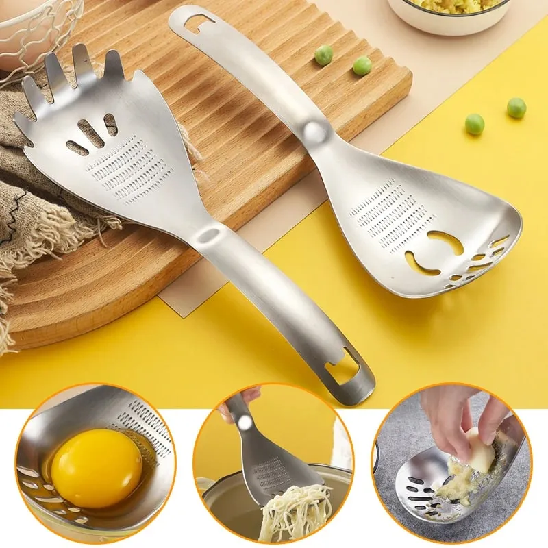 Multifunctional Stainless Steel Ginger Grater Spoon Garlic Ginger Spoons Versatile Kitchen Ginger Masher for Mincing Vegetable