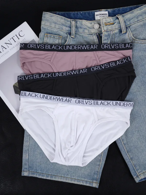 3PCS Men's ORLVS Triangle Briefs Low Rise Soft Breathable Stretch Cotton Underwear
