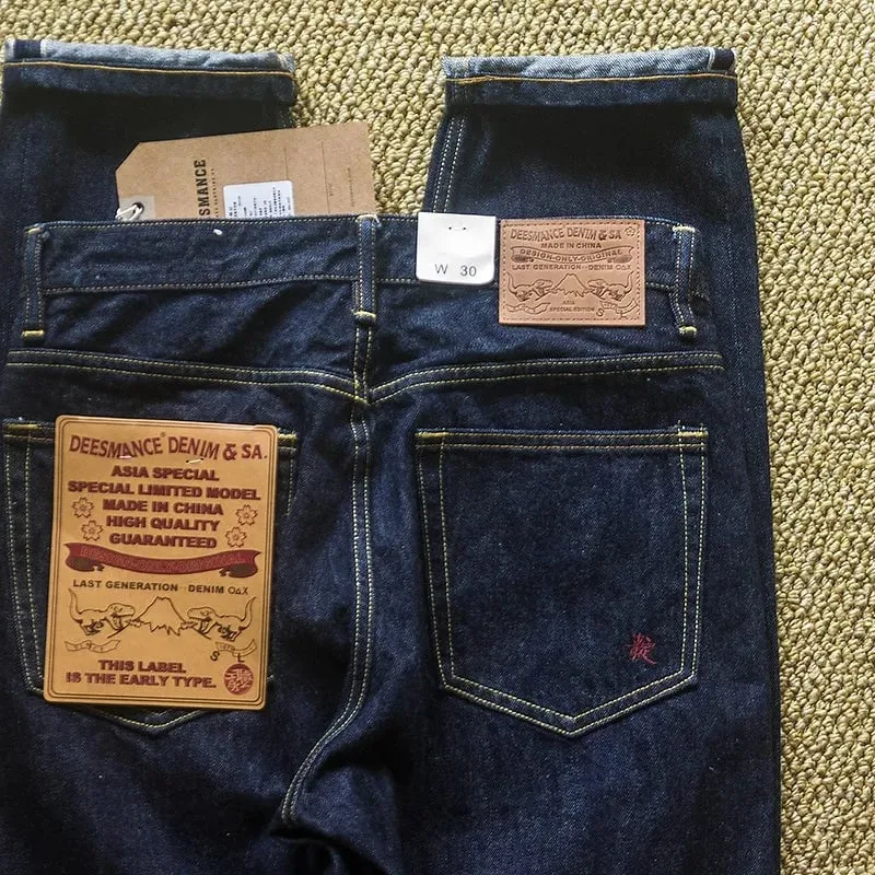 Japanese Vintage Denim Jeans with Sanding Featuring Red Stitching and Original Color for Autumn with Embroidery Jeans — image 2