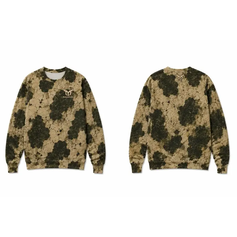 Vintage Western-inspired Fossil-print Cow Pattern Sweatshirt Men's All Over Print Crew Neck Pullover Unisex Casual Streetwear — image 5