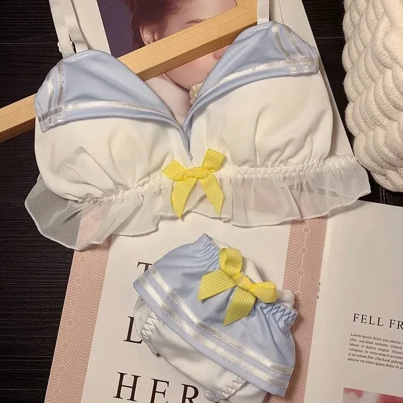 Underwear women set Navy cute core women's bra underpant sets bow sailor suit Lolita cosplay women's sexy girl set Lingerie set — image 5
