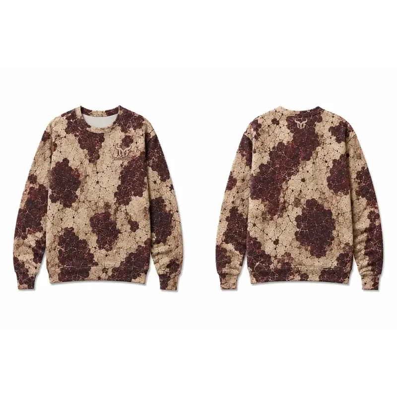 Vintage Western-inspired Fossil-print Cow Pattern Sweatshirt Men's All Over Print Crew Neck Pullover Unisex Casual Streetwear — image 4