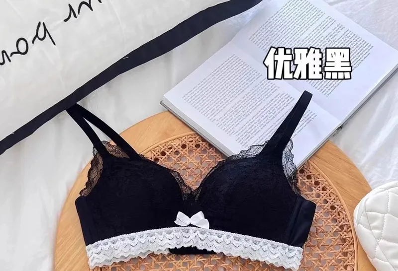 Japanese Anime Lace Bra Set Push Up Wireless Bralette Small Bust Seamless Sexy Triangle Cup Lingerie Set Spring Summer MOYISU — image 8