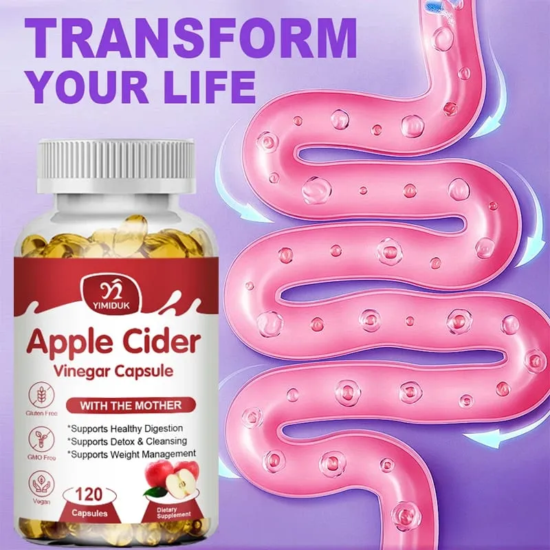 Apple Cider Vinegar Capsules 1600mg Supports Digestion Natural Cleansing Weight Management Immune Health & Metabolic Balance