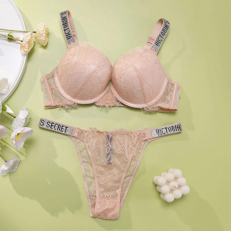 Bra and Panty Set Comfortable push up Shapewear Adjustable Padded Gathered New V Lace Lingerie Set Women's Sexy — image 2