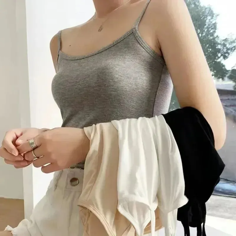 Cotton Feel Solid Sling Camisole Women Crop Top 35-75kg Sleeveless Sexy Slimming Vest Tank Base Tee Underwear Daily Staple 2026 — image 6