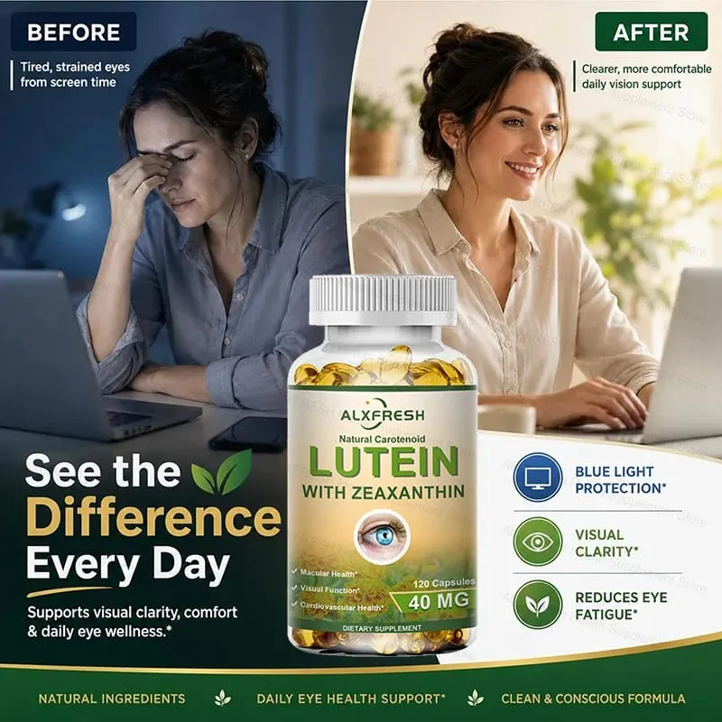 Lutein and Zeaxanthin Eye Supplements for Retina Eye Vision Vitamins Capsules - Student Adults Seniors