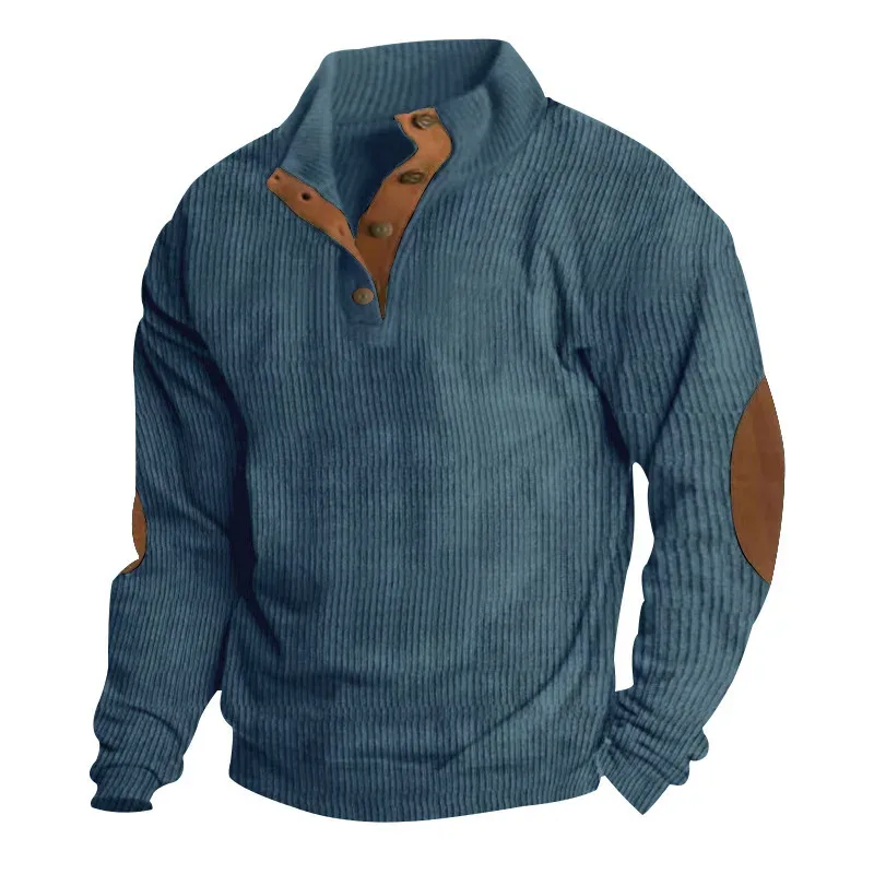 Men's Cargo Sweatshirt American Splicing Patch Pullover Men's Outdoor Jacket Corduroy Casual Long Sleeve Sweatshirt