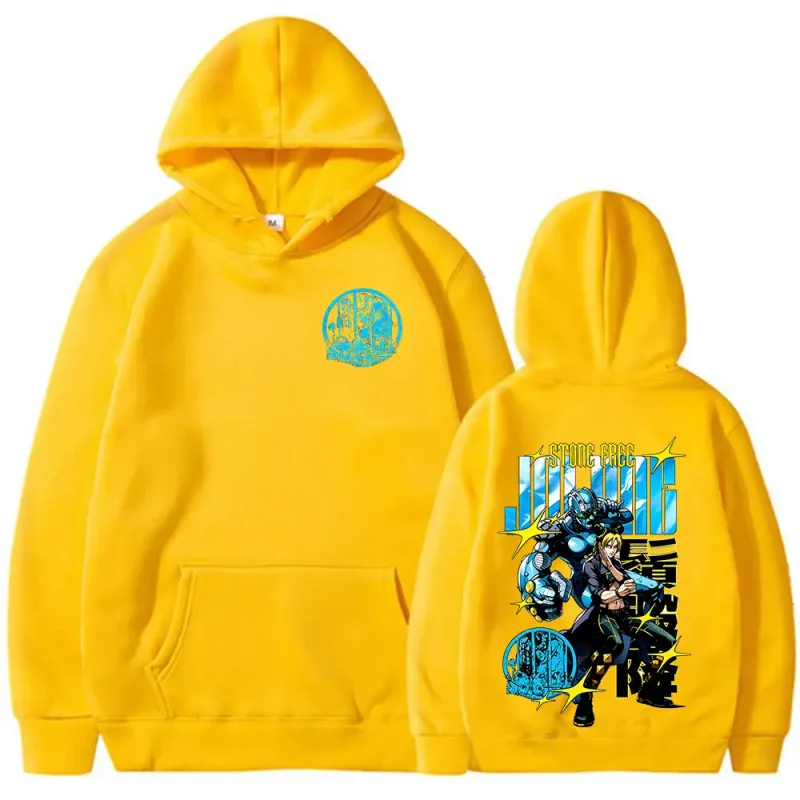 Anime Jojo Bizarre Adventure Stone Free Jolyne Cujoh Hoodies Men's Clothing Fashion Pullovers Long Sleeves Oversized Sweatshirts