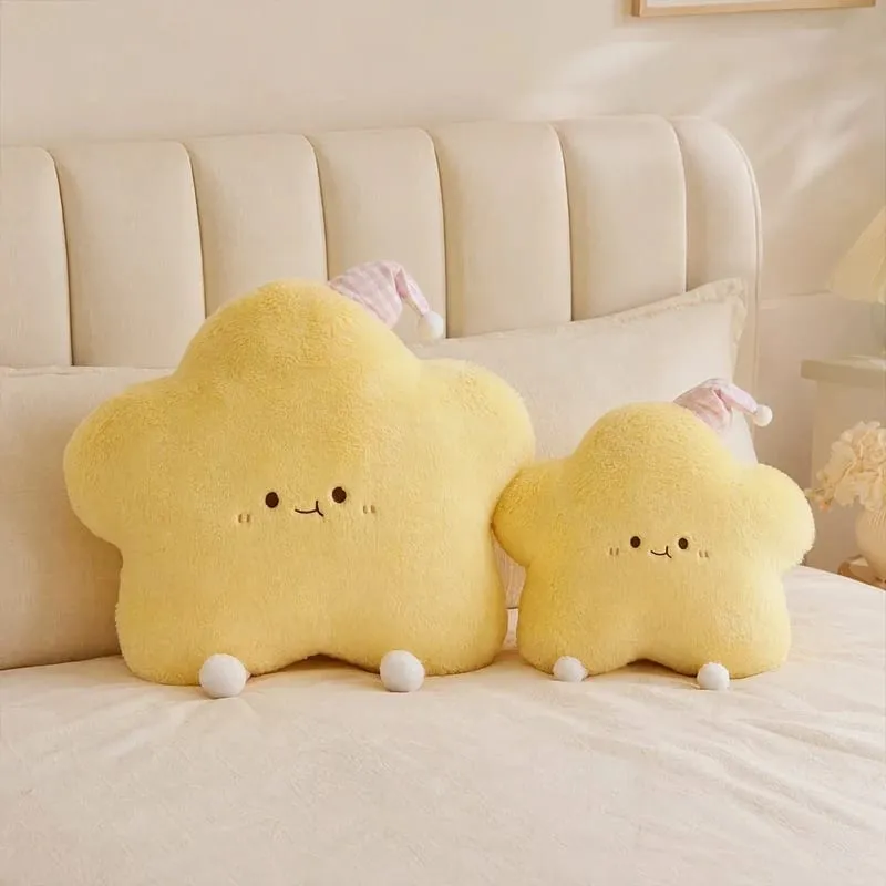 40–60 cm süßes Stern-Plüschkissen mit Schlafmütze, Kawaii-Stern-gefülltes Kissen, weiches, flauschiges Sofa-Wurfkissen, Mädchen-Schlafzimmer-Heimdekoration — image 6