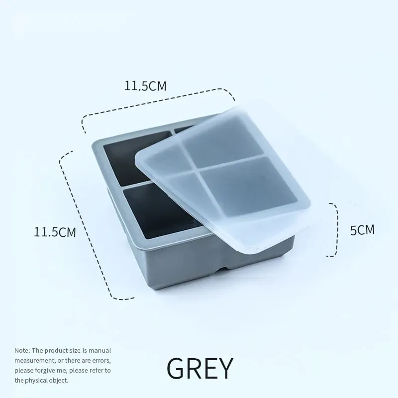 Große Silikon-Eisformen, 5,1 cm große Eiswürfelformen mit abnehmbarem Deckel, BPA-frei, leicht zu lösen und stapelbare, flexible Eiswürfelform