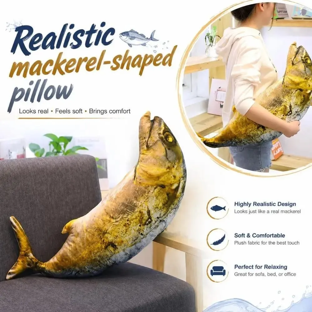 Gifts Realistic Mackerel Plush Pillow Plush Soft Stuffed Fish Plush Toy Mackerel-shaped Cat Toy Home Decor