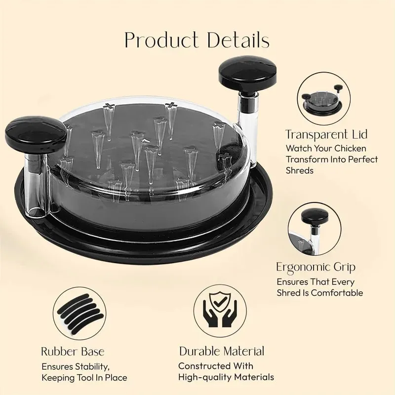 1PCS Chicken Shredder Tool Meat Breast Shredding Separation Mincing Grinder Machine With Lid For Shredding Chicken Pork Beef — image 6