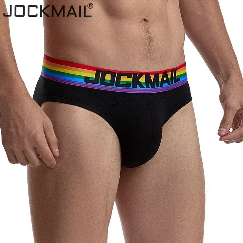 Jockmail 섹시한 남성 속옷 브리프 코튼 로우 라이즈 언더 팬츠 네트 원사 레이스, 통기성 여름 반바지 calzoncillos hombre slip