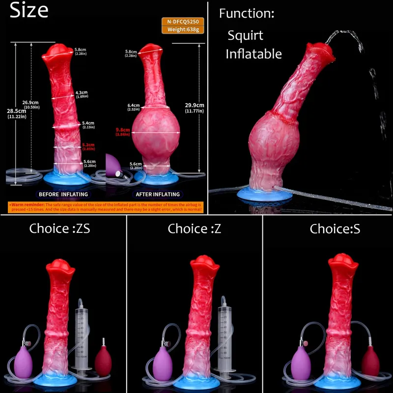 Silicone Inflatable Ejaculation Knot Dildo Adjustable Girth Squirting Fantasy Horse Penis Adult Sex Toys Anal Dilator