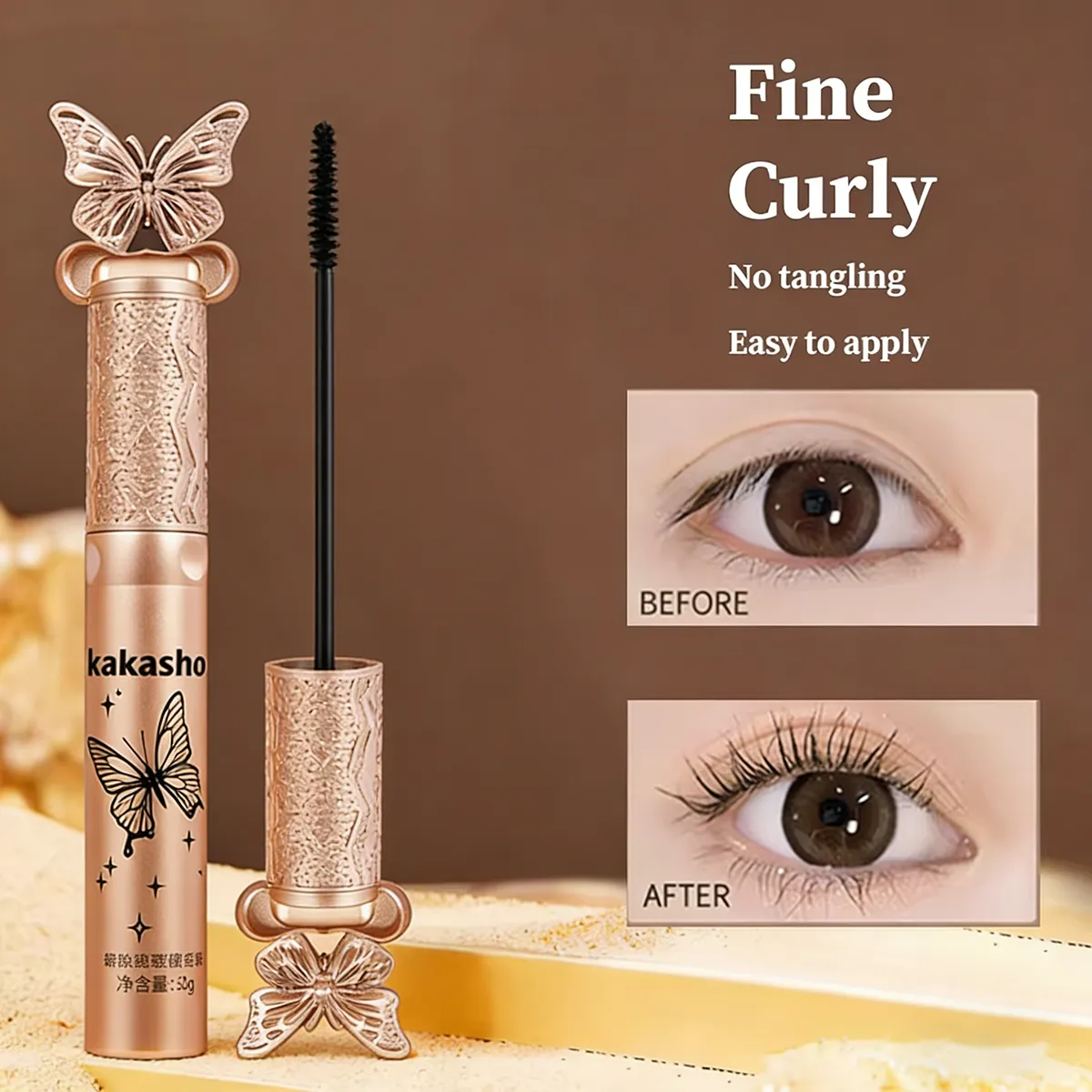 Kakashow Mascara mat en Fiber de soie maquillage brosse Ultra-fine allonge les cils imperméable à l'eau séchage rapide noir Curling