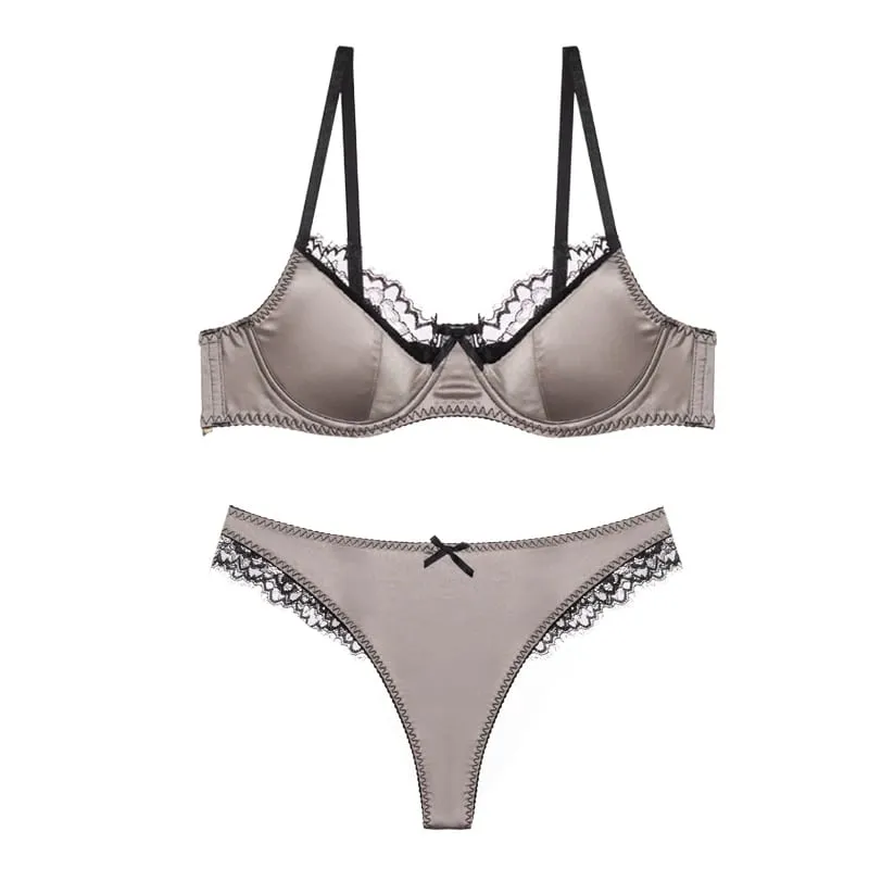Red Satin Bra Set Dopamine Lingerie for Small Chest Push Up Gathers Anti Sagging Sexy Lace Bralette for Women Pure Sensual