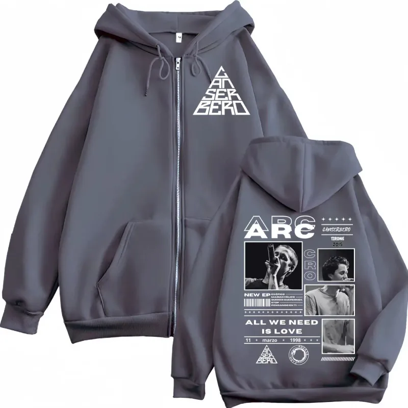 Canserbero All We Need is Love Muerte Vida Merch Zipper Hoodie Men's Fashion Hip Hop Zip Up Sweatshirts Casual Fleece Pullovers