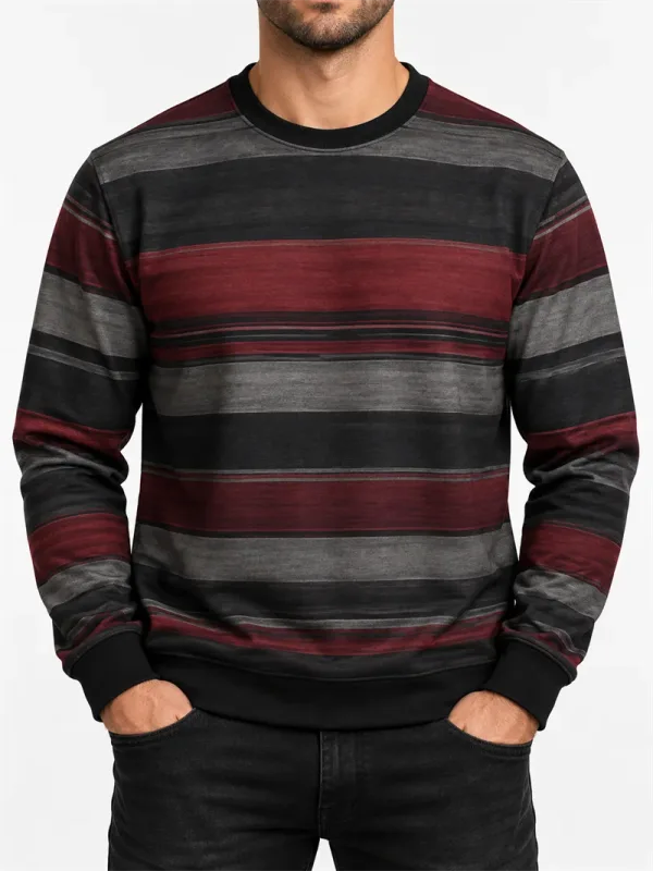 Pánská Vintage mikina s pruhovaným výstřihem Ležérní Pulovr s dlouhým rukávem Color Block Podzim Streetwear Každodenní móda Klasický top