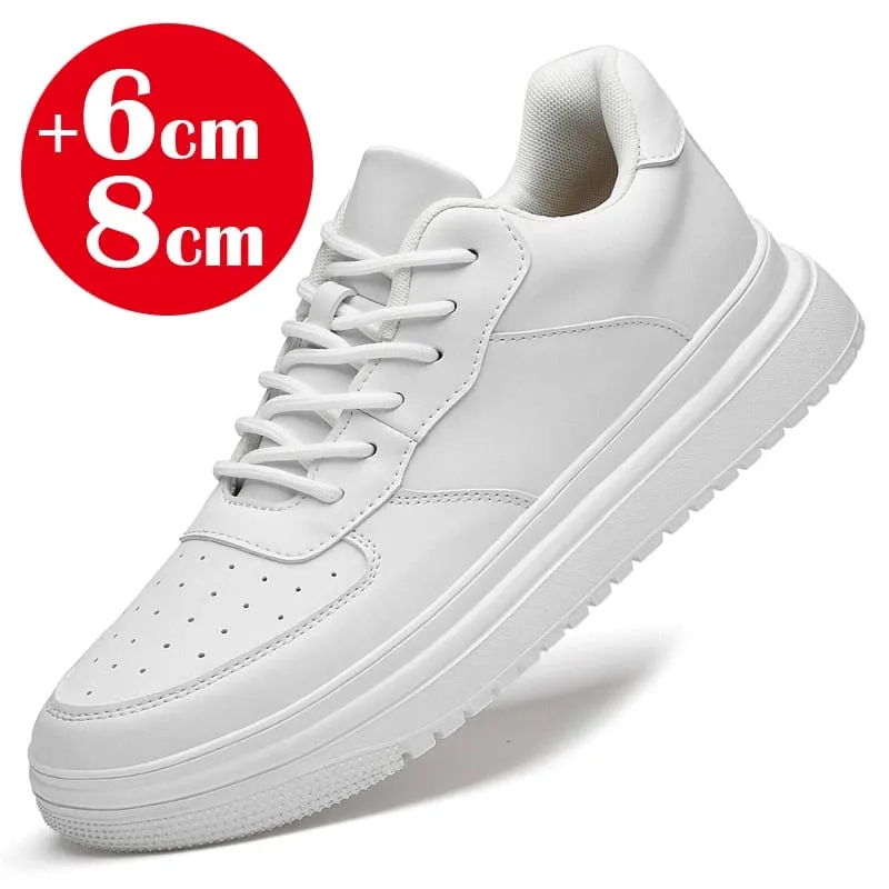 2026 남성용 새로운 높이 증가 신발 8cm 보이지 않는 엘리베이터 스니커즈 White Leathe Sport Zapatillas De Hombre 빅 사이즈 46 — image 2