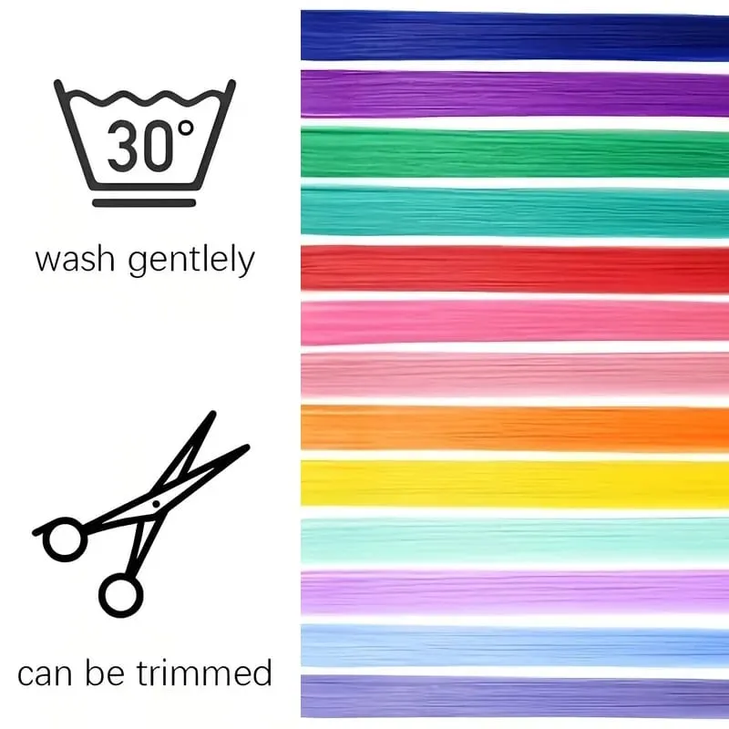 5 Color Clip Style Hair Extensions 24 Inch Straight Hair Extensions Clip Style Synthetic Heat-Resistant Curly Hair Extensions