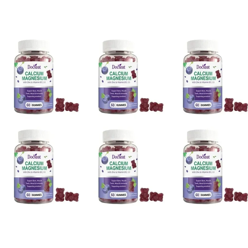 แคลเซียมแมกนีเซียม Gummies พร้อมสังกะสีและวิตามิน D3 B12 และ B6 สำหรับฟันกระดูก Mood & ภูมิคุ้มกัน 60 Gummies