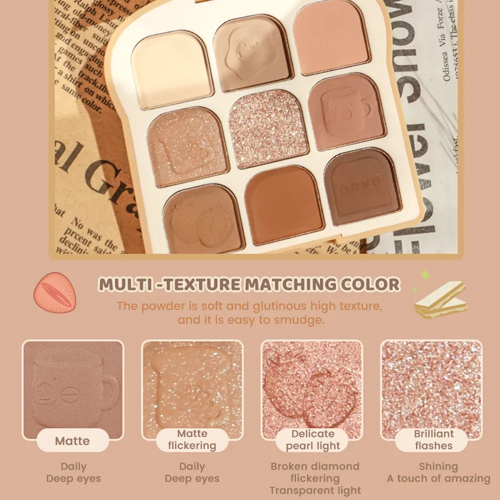 Qingcai Soft Fantasy Toast Eye Shadow Plate Pearl Eye Plate Cute Makeup Palette Women'S Cosmetics Lasting Natural