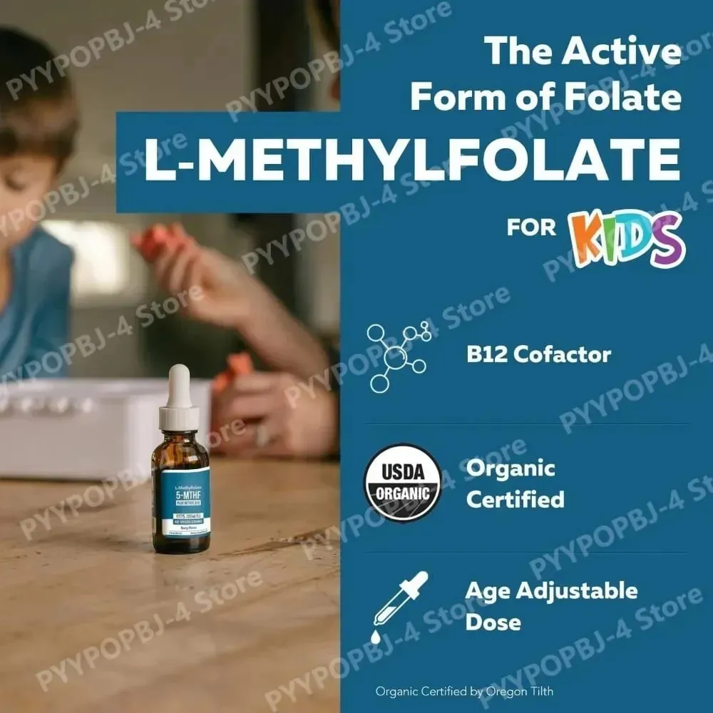 L-Methylfolate 5-MTHF Methyl B12 Drops for Kids Organic Berry Flavor Liquid Folate Supplement for Children Vegan 1 Fl Oz 30 ML — image 3