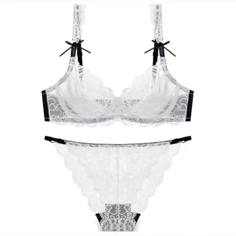 Lace Minimizer Bra for Women Ultra Thin Sponge Free Wirefree Full Coverage Big Breasts Look Smaller Push Up Set BANERDANNI — image 2