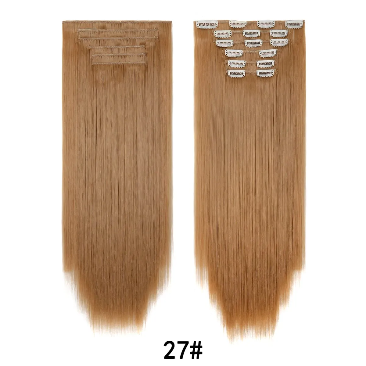 Jeedou Jeedou 6Pcs Clip In Straight Hair Extensions 60cm Long Synthetic Hair Pieces With 16 Clips Heat Resistant Hair For Women