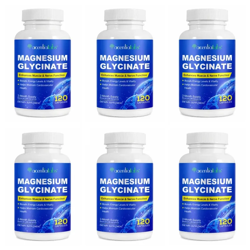 Acentiallabs Magnesiumglycinaat 120 capsules - Puur biologisch Vegetarisch Ondersteunt de gezondheid van de botten Slaap- en spierzenuwondersteuning