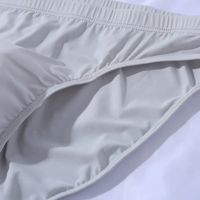 New Big Men's U Convex Underwear Ice Silk Quick Drying Briefs Summer Cool Low Waist Thin Male Underpants Plus Size