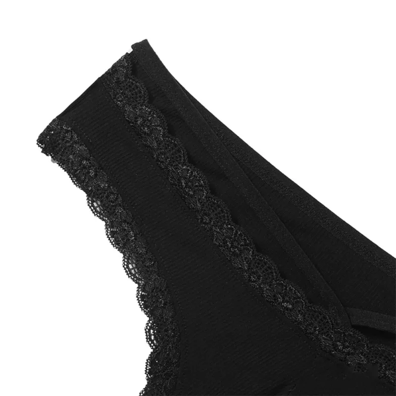 Hommes dentelle Rrim Sissy Gay slips sans couture sous-vêtements taille moyenne poche bombée Lingerie solide hommes dentelle bord Lingerie