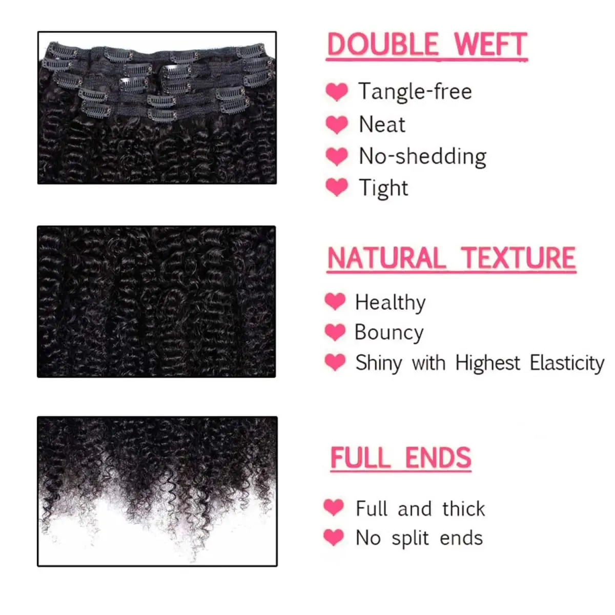 Afro Kinky Curly Clip In Hair Extensions 120G 8Pcs/Set Full Head Natural Black Hair Brazilian Curly 100% Unprocessed Human Hair — image 4