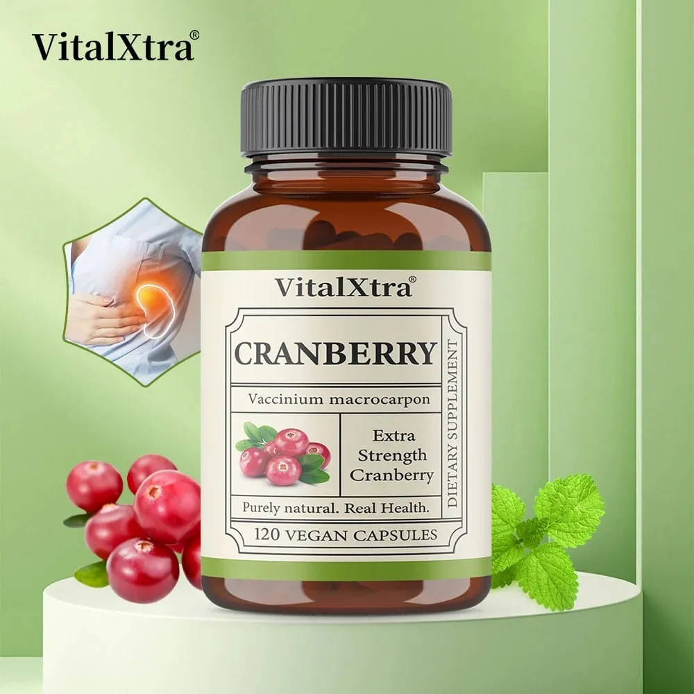 Extra Strength Cranberry Capsules - 12 500 Mg Fresh Cranberries Per Capsule Optimizes Urinary Tract Health - Vegan