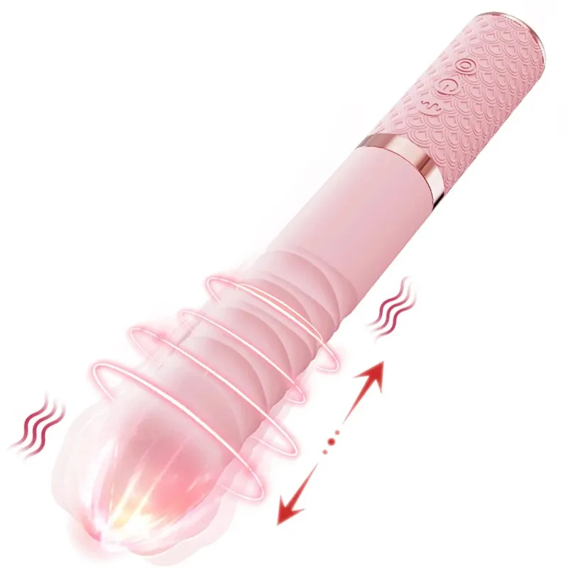 Thrusting Vibrator G Spot Clitoral Vibrator Waterproof & Rechargeable Realistic Silicone Dildo Vibrator Rose Sex Toys for Women