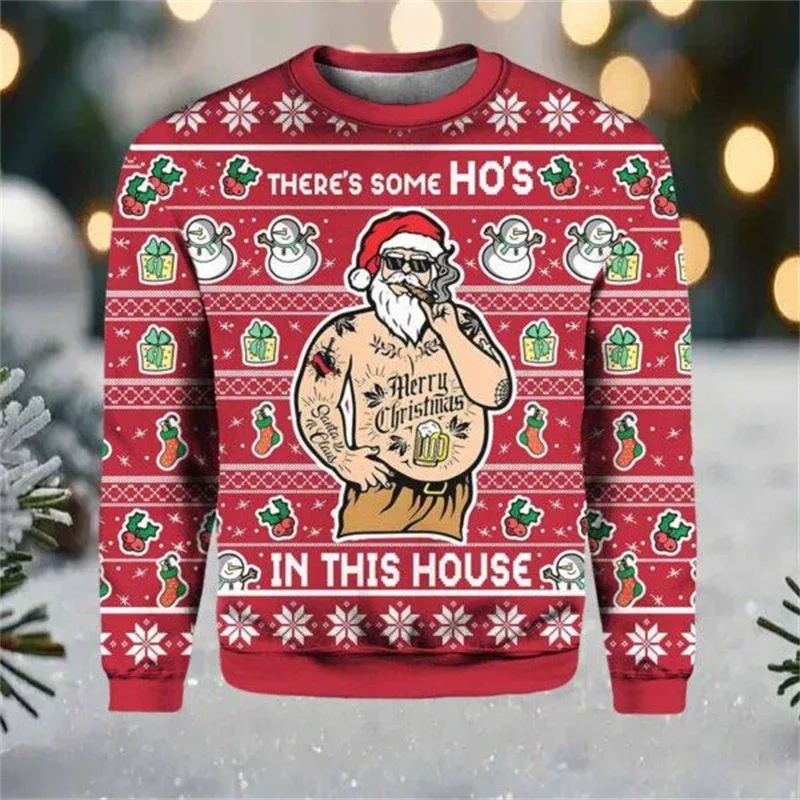 Funny Santa Claus Graphic Ugly Christmas Sweater 2026 Men Fashion Autumn Winter 3D Printed Sweatshirt Casual Oversized Pullovers — image 10