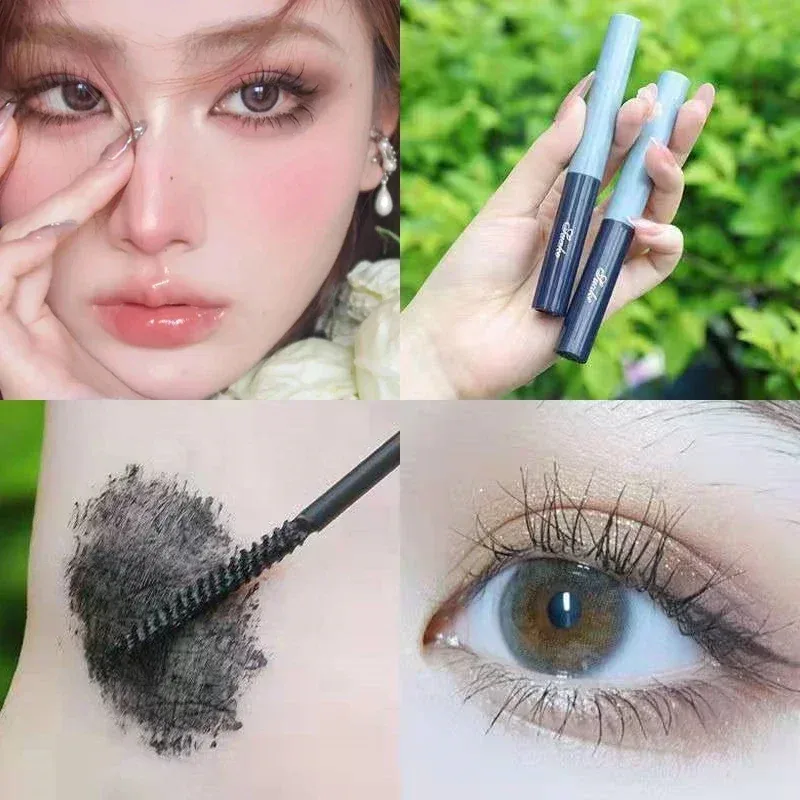 Silver Silk Fiber Matte Mascara Makeup Ultra-Fine Brush Lengthens Eyelashes Waterproof Fast Dry Eyelash Extension Mascara Makeup