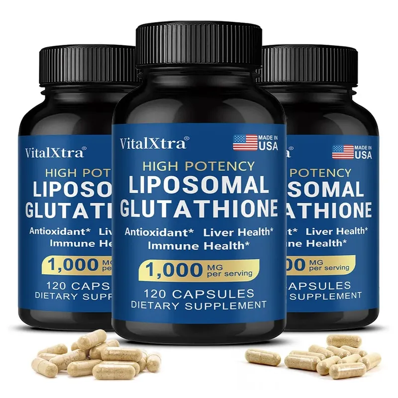 Liposomal Glutathione 1000mg - Vitamin C Antioxidant Supports Liver Immune Brain & Skin Health Enhanced Absorption