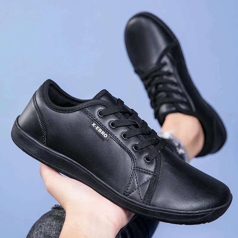 Oiaano Wide Toe Men Minimalist Shoes Comfortable Sneakers Leather Casual Shoes Black Slip On Leisure Loafers Drive Office — image 4