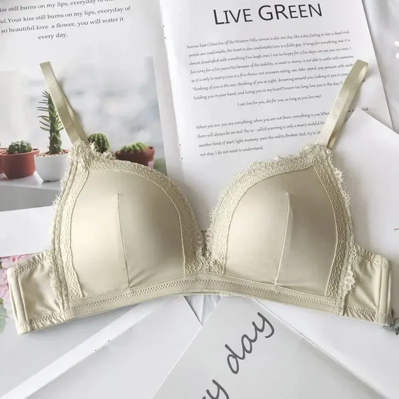 Solid Color Glossy Lingerie Set Triangle Cup Bra & Panty Set Comfortable Non-Steel Ring Push Up Underwear — image 6