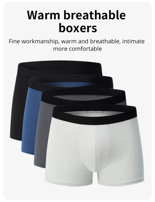 4 balení pánské jednobarevné sexy boxerské prádlo velikosti Evropa a Amerika Antibakteriální prodyšné pánské kraťasy velké velikosti Spodní prádlo — image 17