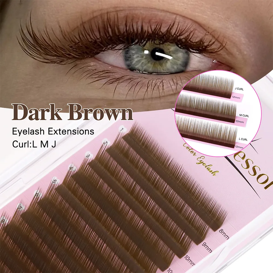 New Style Dark Brown Light Brown Individual Eyelashes 0.05 0.07 C D J L M Curl Color Soft Natural False Eyelashes Makeup Cilios