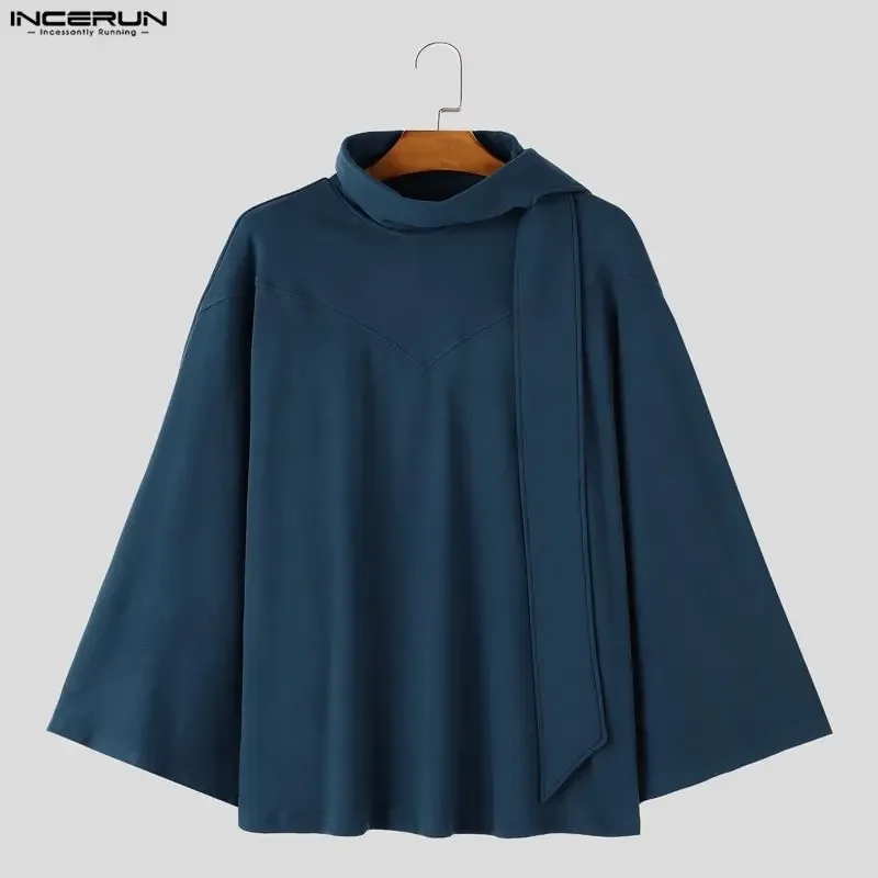 Men's Sweatshirts Solid Cloak Cape For Man Long Sleeve Scarf Collar Streetwear Autumn Winter Fashion Ponchos Hoodies
