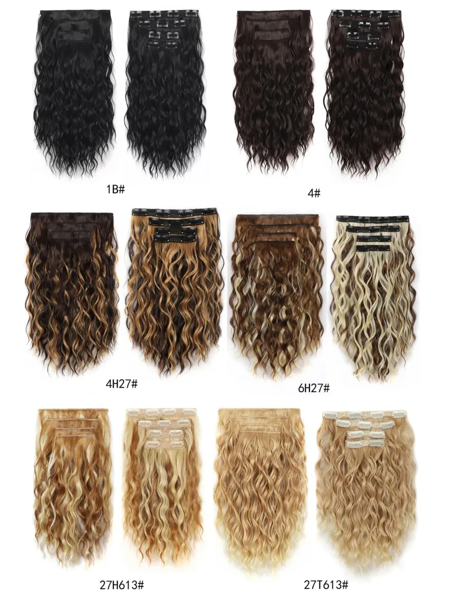 Synthetic Clip-in Women's Short Curly Hair Extensions 4PCS Set 14 Inches Clip-ins Invisible Hairpieces