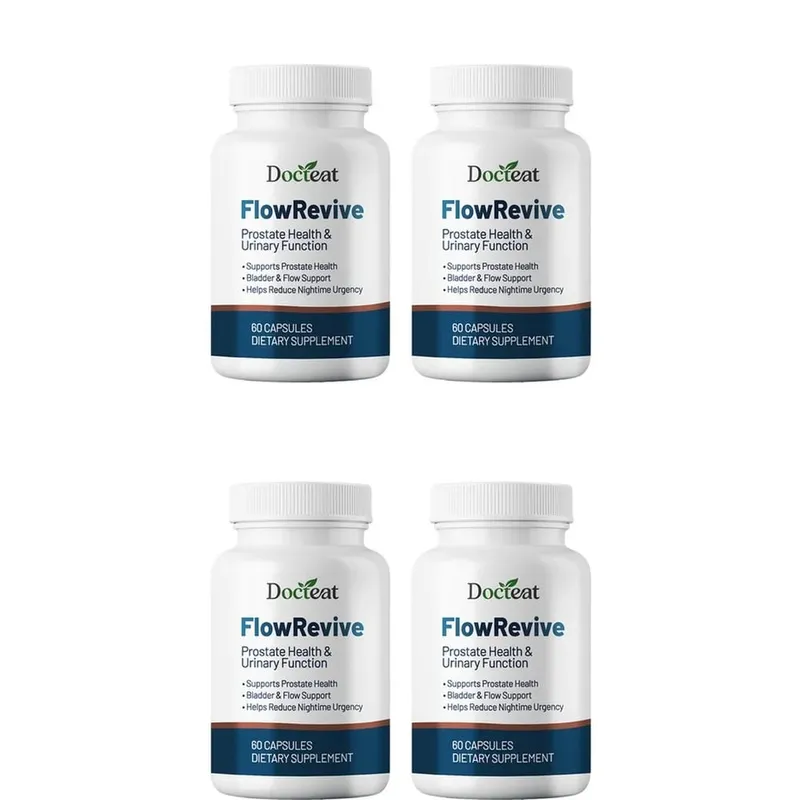 Docteat FlowRevive Prostate & Urinary Support Capsules with Saw Palmetto Pumpkin Seed and Pygeum Bark Extract - 60 Capsules
