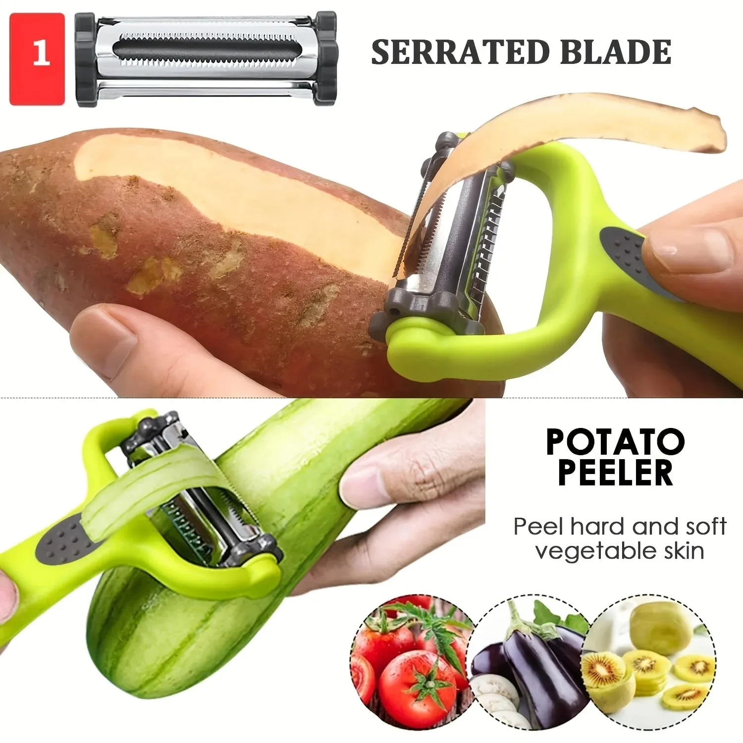 3-in-1 Multifunctional Fruit & Vegetable Peeler Paring Knife Grater & Shredder - The Ultimate Kitchen Tool Kitchen Accessories