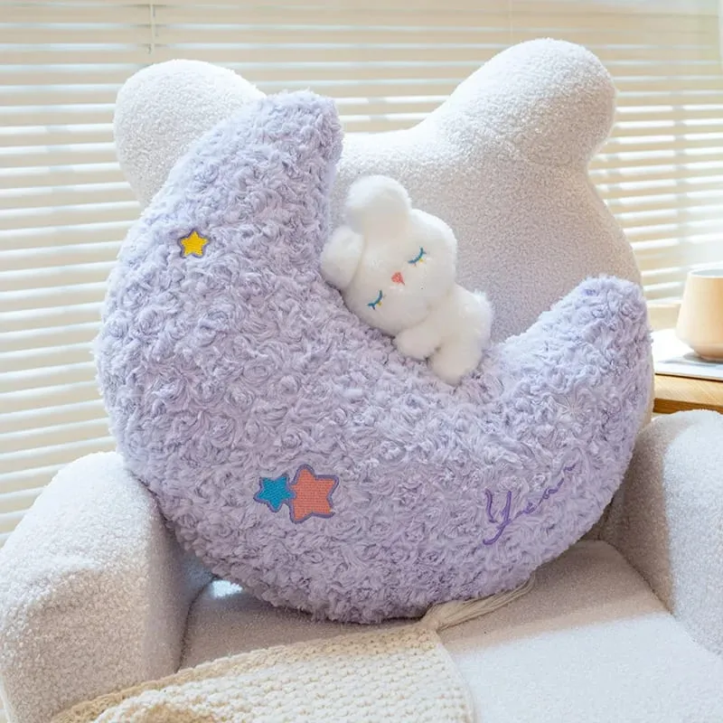 45cm Kawaii Pillow Rabbit Cartoon Star Moon Pillow Cushion Creative Happiness Soft Family Plush Toy Sofa Home Decor Plush Pillow — image 13