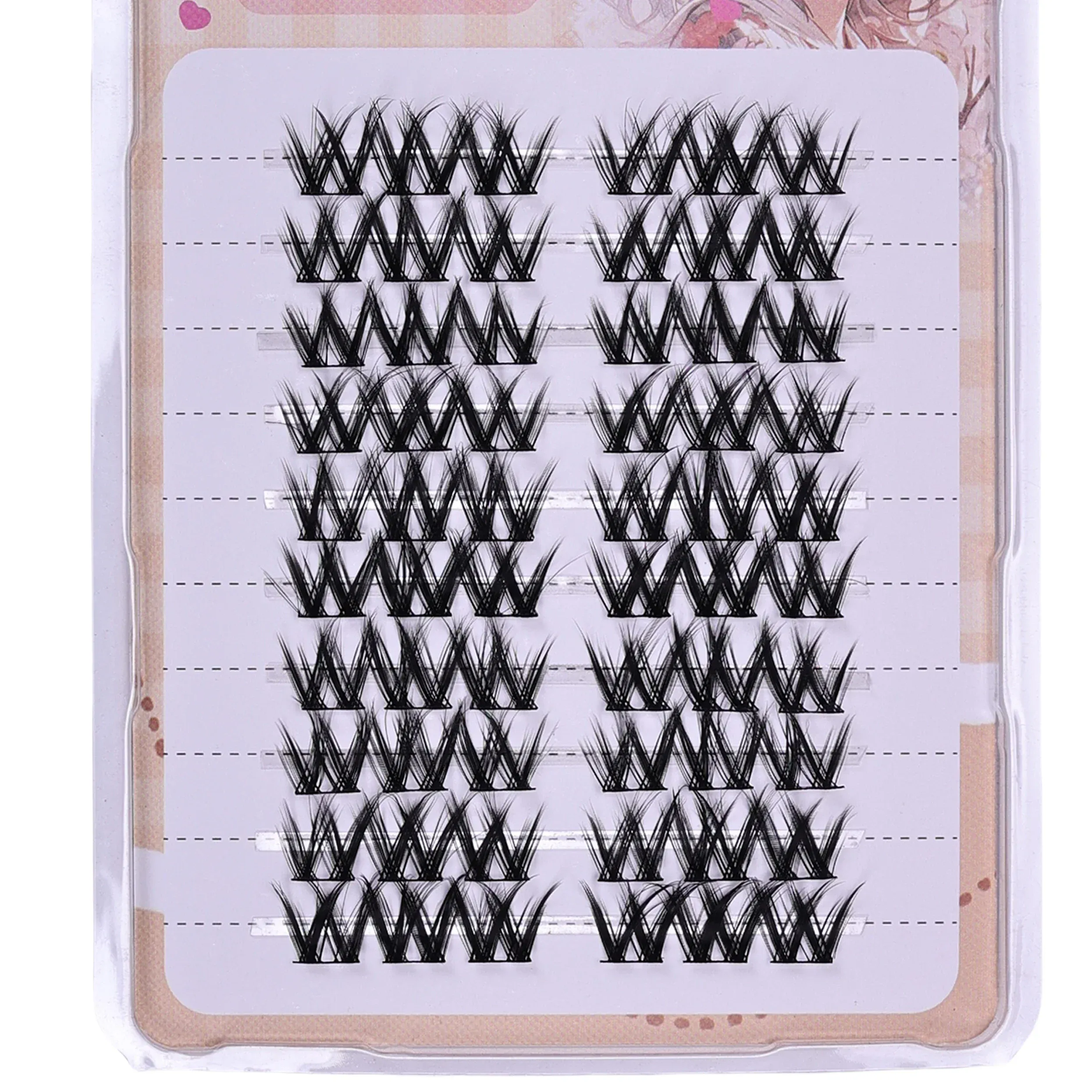 Light Matte Fiber W-Shape Fluffy Cluster Lashes 10 Rows 60 Uncut Clusters Natural DIY Anime Eye Makeup Lashes for Daily Office