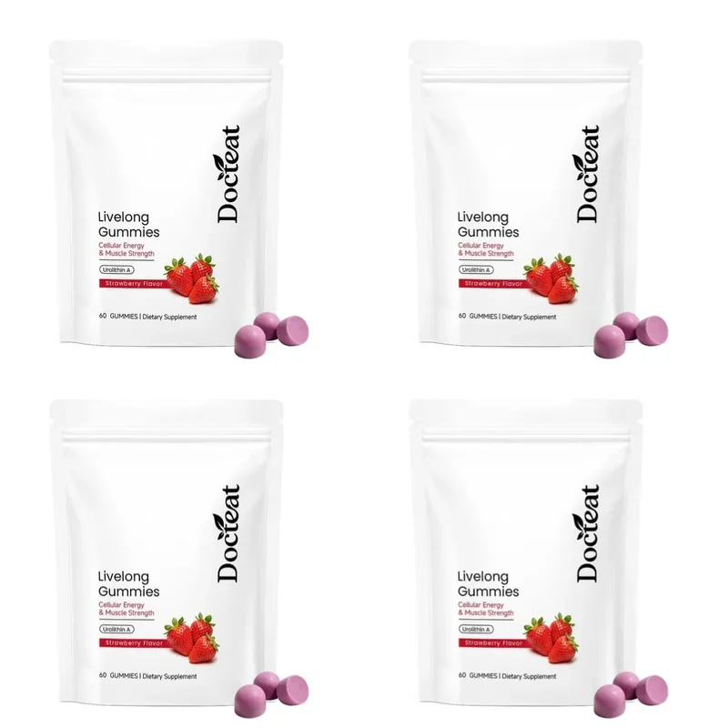 Docteat Urolithin A Gummies 500mg setiap Hidangan Perisa Strawberi Sokongan Kesihatan Selular Harian 60 Gummies untuk Lelaki Wanita — image 10